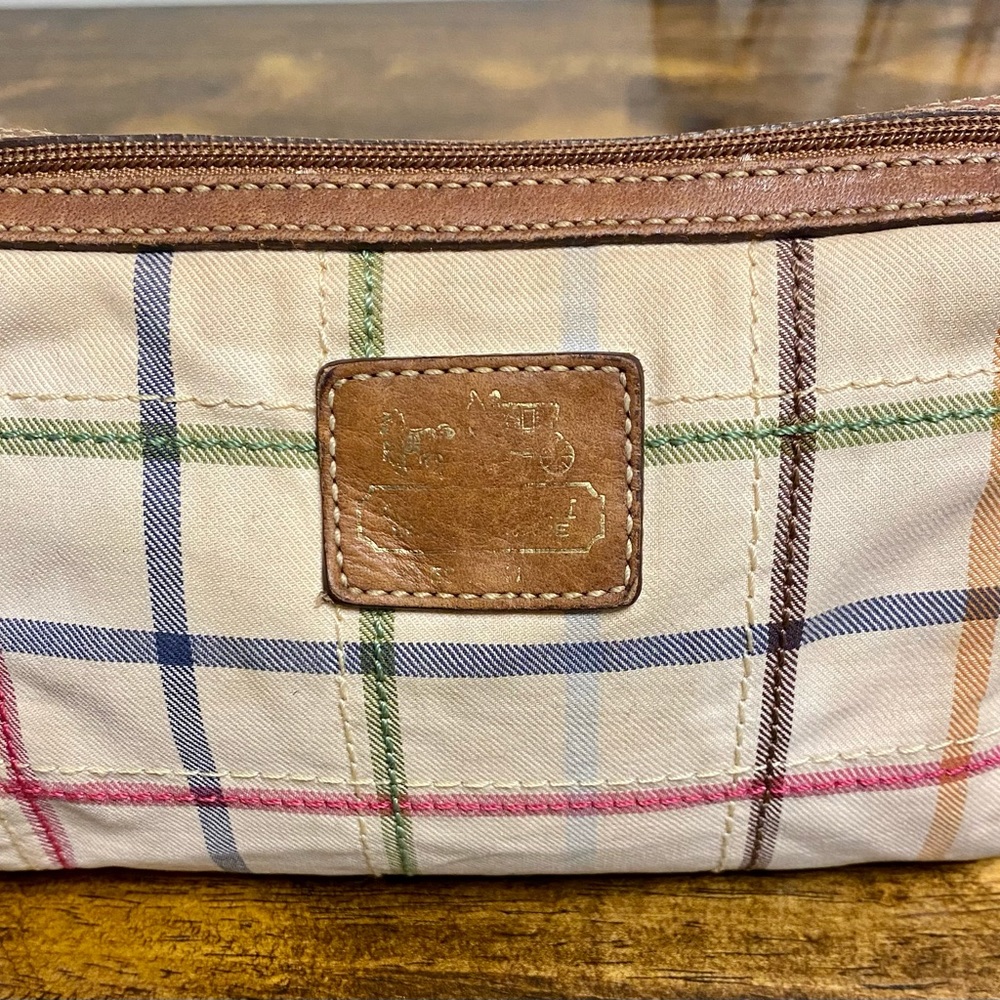Coach Bleecker Tattersall Canvas Makeup/Travel Zip Bag